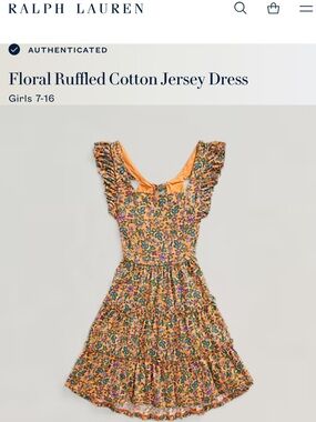 Polo by Ralph Lauren Orange Floral Dress: 16 XL